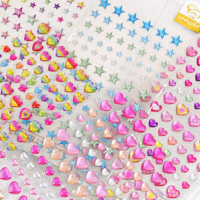 爱心五角星闪亮立体水晶贴纸装饰