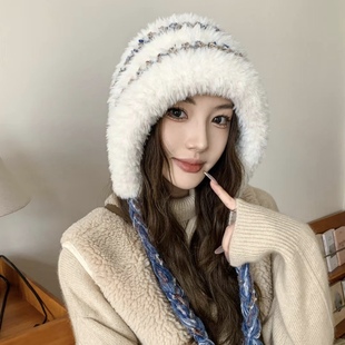 毛线帽子女2024新款冬季毛茸茸保暖显脸小冬天针织帽筒子渔夫帽