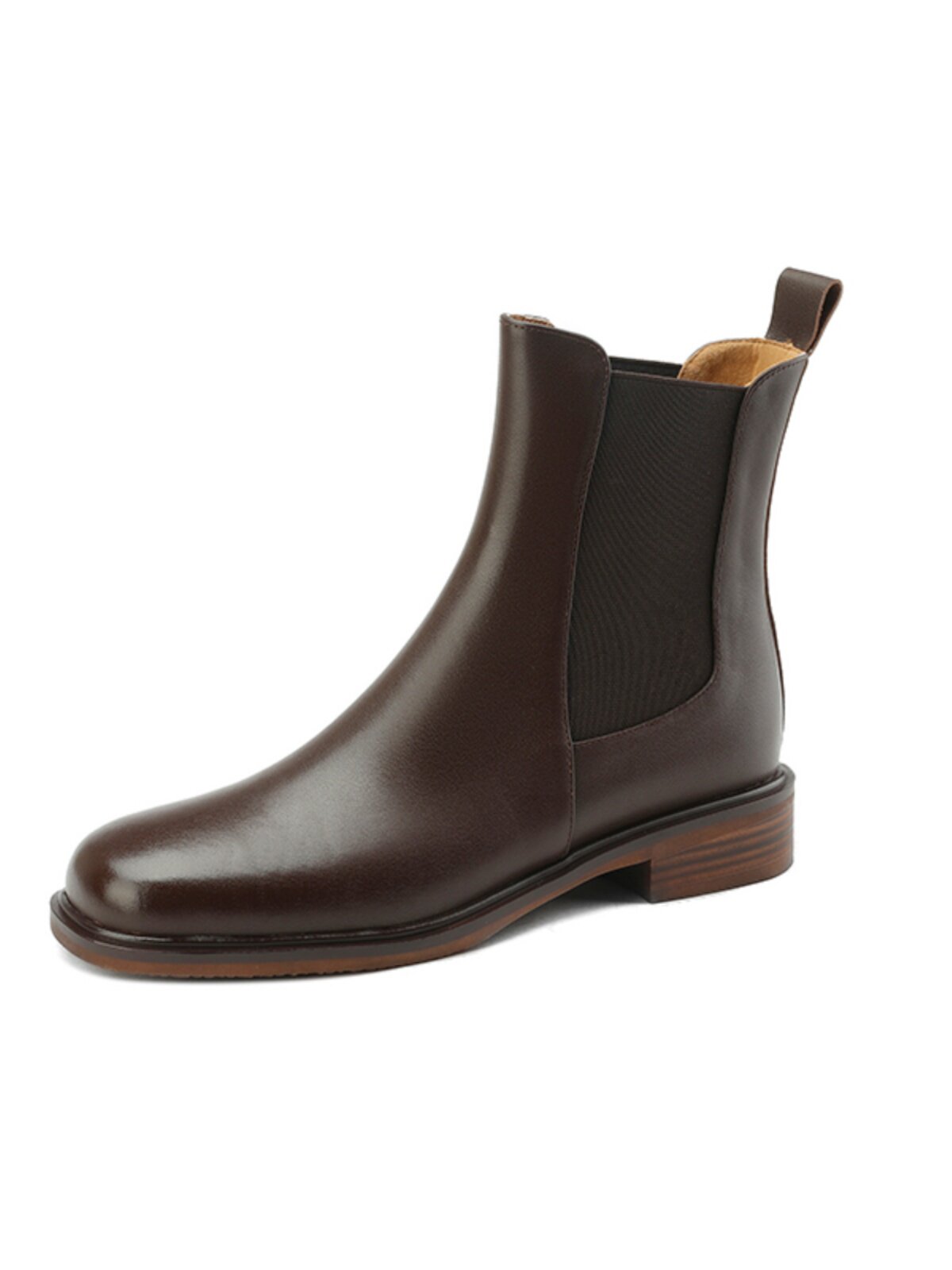 FLAT LEATHER WOMENS BOOTS AUTUMN AND WINTER GENUINE LEATHER BRITISH STYLE FLAT HEEL SKINNY CHELSEA BOOTS PURE LEATHER BOOTIES AND FLEECE BROWN