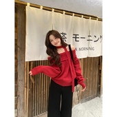 Even一雯 圣诞天使礼 韩系高智含羊毛温柔圣诞氛围感一字肩毛衣