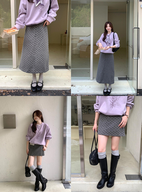 Even一雯【美波女士】韩系高智感含羊毛精致气质感波点长短半身裙