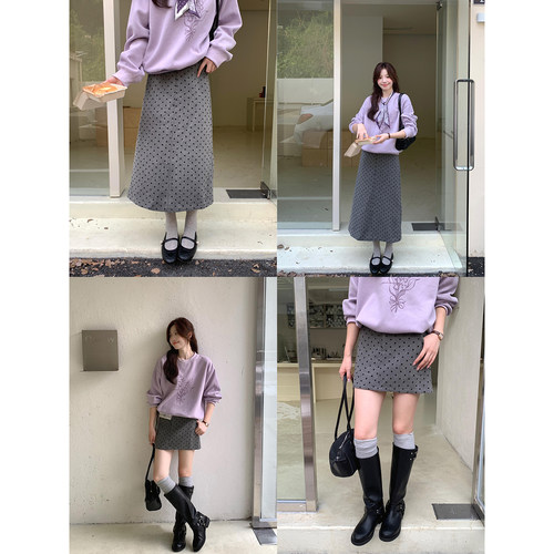 Even一雯【美波女士】韩系高智感含羊毛精致气质感波点长短半身裙