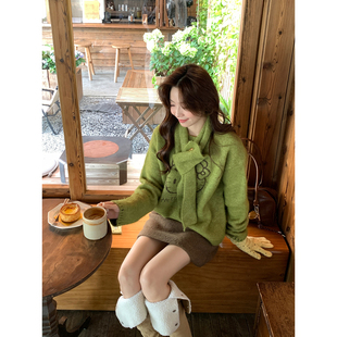 Even一雯【云感Kitty】韩系高智感秋冬厚实抗起球Kitty毛衣带围脖