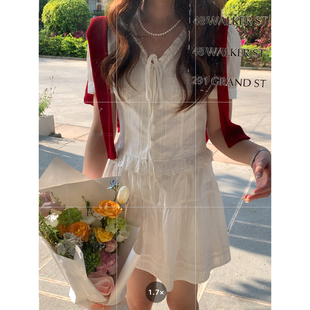 上衣 Even一雯 温柔白色套装 韩系高智法式 半裙两件套 温柔低语