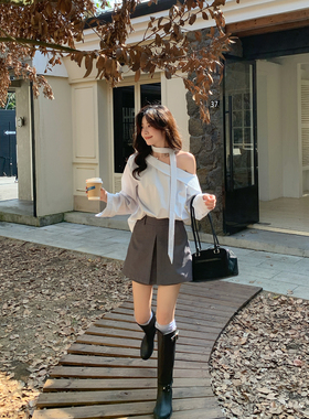 Even一雯【灰度世纪】韩系高智感日常通勤气质百搭半身裙带安全裤