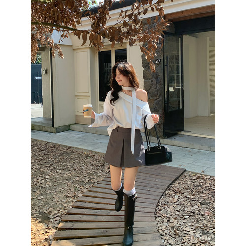Even一雯【灰度世纪】韩系高智感日常通勤气质百搭半身裙带安全裤
