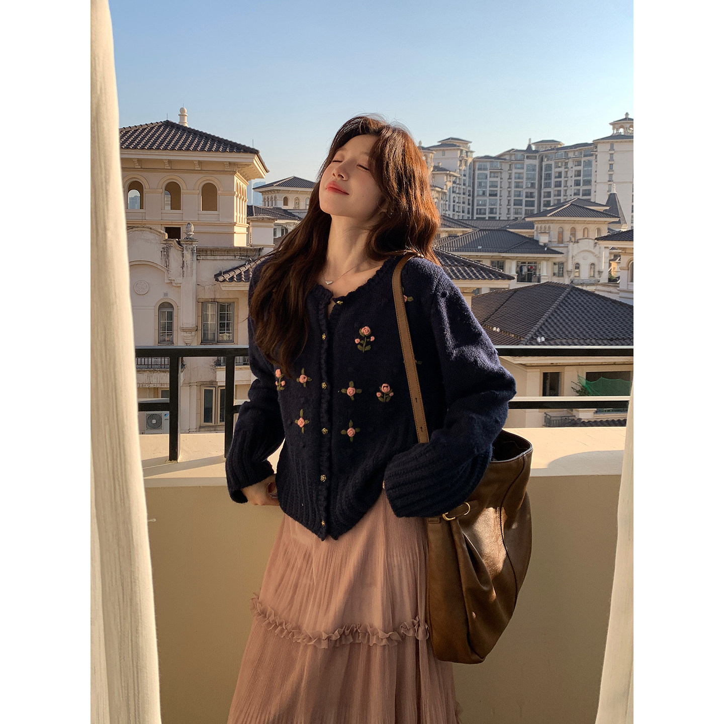 Even一雯【玫瑰海】韩系高智秋冬玫瑰刺绣含羊毛慵懒休闲套头毛衣