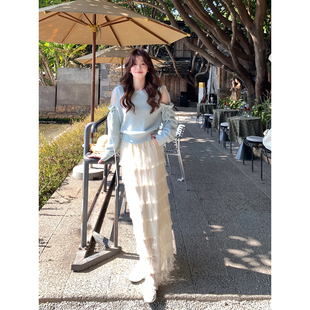 温柔半身裙精致百搭网纱长纱裙 韩系高智法式 Even一雯 雨声断线