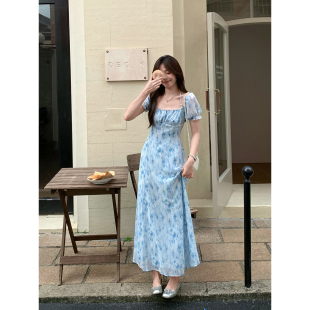 度假风长裙 韩系高智感碎花挂脖连衣裙女夏季 Even一雯 曼谷沙滩