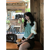 Even一雯 韩系高智浅灰绿软糯舒适简约叠穿小圆领马甲 温暖格调