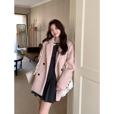 Even一雯【韩剧女一】韩系高智感秋冬含羊毛厚款精致毛呢西装外套