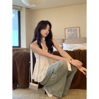 Even一雯【韩女氛围】韩系高智感露肩甜美上衣女夏少女感吊带背心