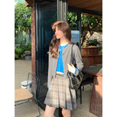 Even一雯 高智Lady 韩系高智感温柔气质撞色拼接假两件针织上衣