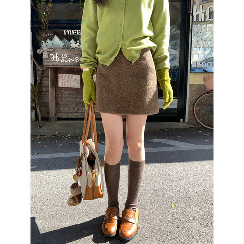 Even一雯【生巧芝士】韩系高智感秋冬厚款百搭日常精致毛绒半裙