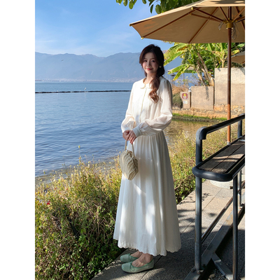 连衣裙刺绣温柔收腰长裙