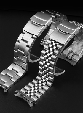 适配精工手表钢带skx-007 009实心不锈钢表带五珠潜水表链20 22mm
