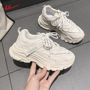 回力女鞋2026春季新款老爹鞋女百搭厚底小白鞋女款网面透气运动鞋