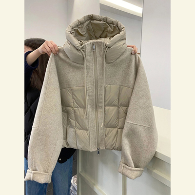 欧货2024今年流行爆款棉服高级感超好看小香风连帽夹棉棉袄女