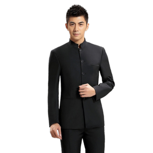 立领汉服新式中山装男外套唐装中国风国潮西装修身青年绣龙套装春