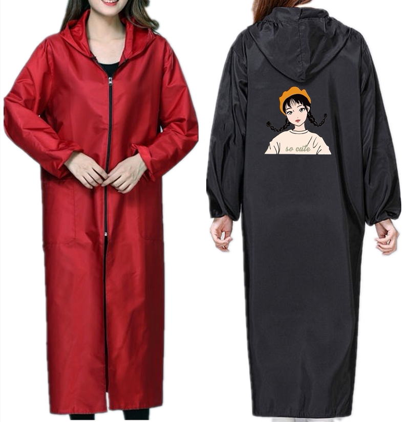 特长加长款裙式羽绒服罩衣大人男女时尚厨房围裙防水过膝全身护衣