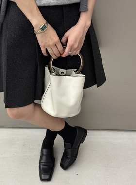 BUBBLE HANDMADE 简约方头深口平底乐福一脚蹬单鞋平底鞋女