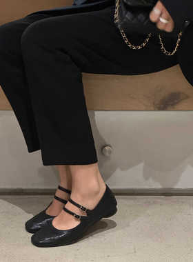 BUBBLE HANDMADE 简约法式小圆头两根带单鞋平底鞋女