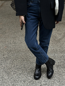 极简100%牛皮面真皮及踝拉链平底短靴 BUBBLE HANDMADE 黑色