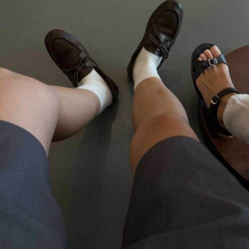 系带单鞋BUBBLEHANDMADE平底复古