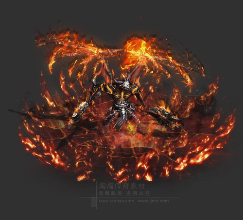 传奇怪物素材 燃炎魔神 自定义特效怪物素材 PNG格式八方向 TG001