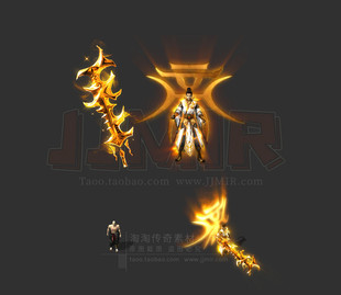 传奇剑甲素材 复古微变 帝之天尊 男衣服武器套装素材-TZ019