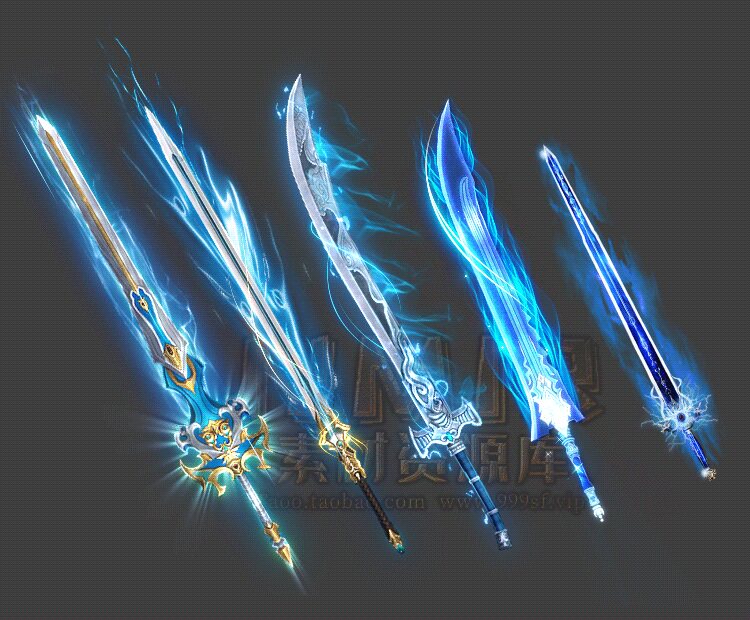 传奇武器素材 5把单职业妖杀微变武器 PNG格式素材- FW343