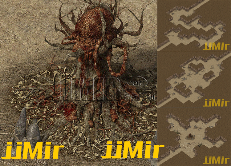 传奇地砖地图素材 魔龙山谷3层 高清独立彩砖套图 无缝封边-YD106