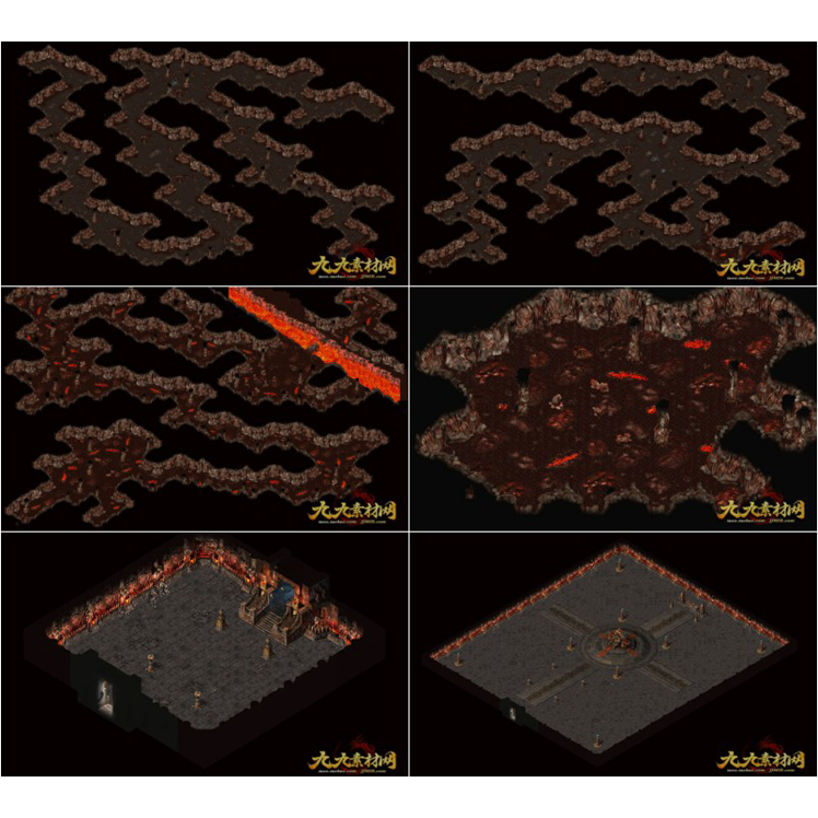 传奇地图素材 韩服系列 业火地狱1-6层 独立真地砖套图 HG213-1