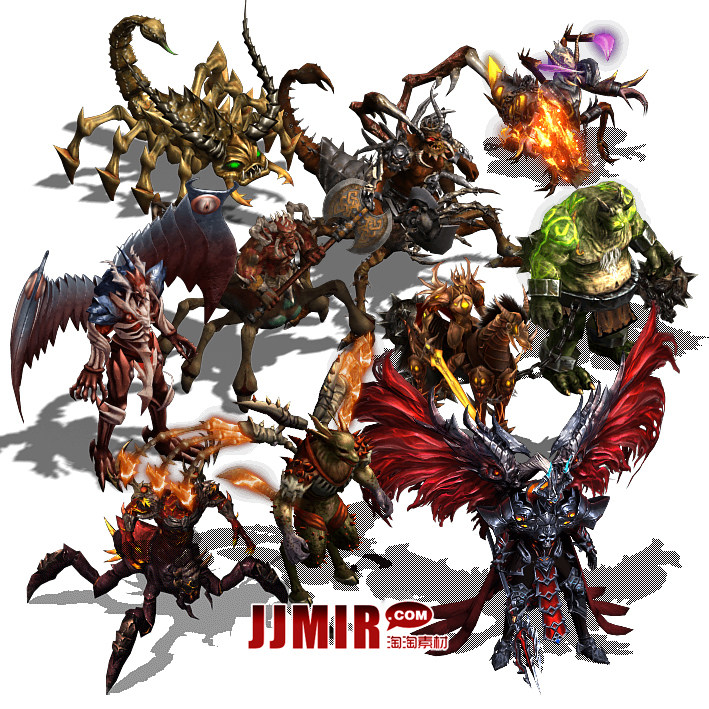 传奇怪物素材 8方向 神魔军团 高清怪物 png格式 游戏怪物 10组