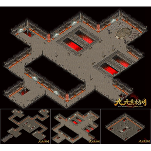 传奇地图素材 经典怀旧 铁血之地1-3层 独立真地砖套图 HG205-3