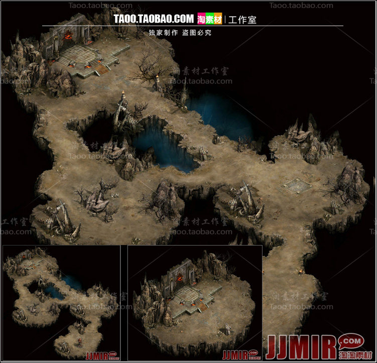 传奇地砖地图素材 蛮族荒地 魔龙之地1-2层 高清套图 无缝封边