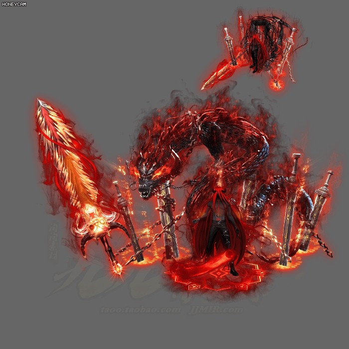 传奇剑甲素材 暗黑冥剑系列 神龙血魔 男分体武器衣服套装