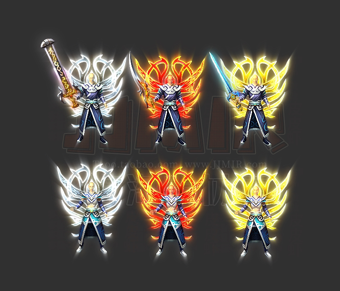 传奇剑甲素材 复古3职业 男女雷霆烈焰光芒 开天玄天镇天 tz970-4