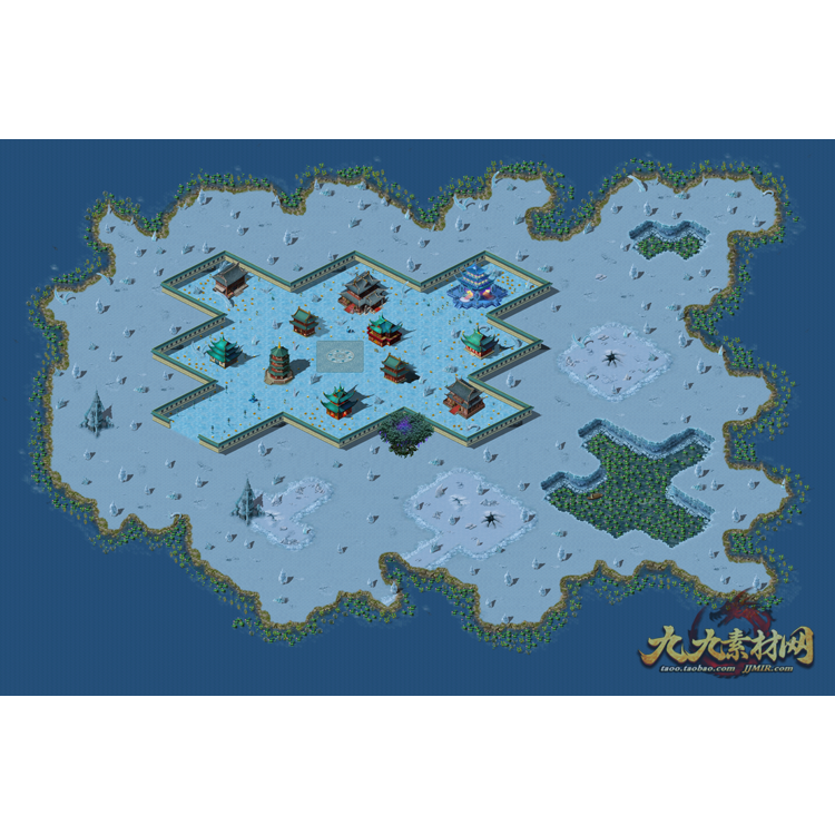 传奇地图素材 城镇系列 寒玉琼霜岛 高清动态独立地砖 无缝封边