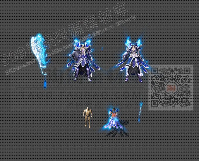 传奇装备 冰雪复古 男女热血屠龙剑甲套装 PNG格式素材 - TZ1121