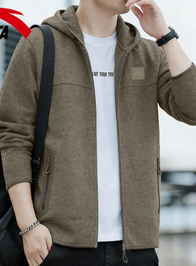 安踏外套男款火壳抓绒衣2026春季新款连帽运动服上衣男士休闲夹克