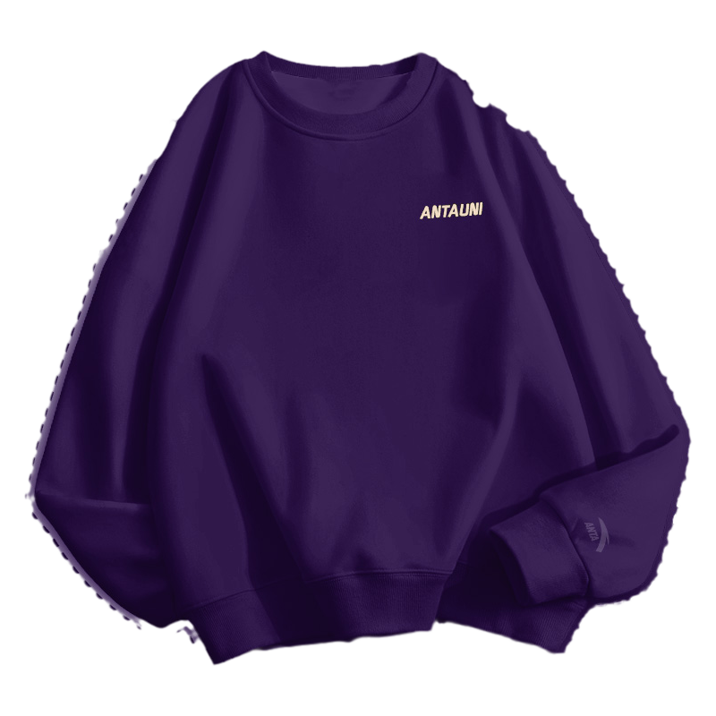 安踏卫衣女款秋冬季新款纯色圆领上衣紫色加绒长袖减龄显瘦打底衫