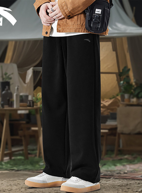 安踏男款长裤黑色直筒裤春季百搭休闲针织卫裤青少年宽松运动裤子