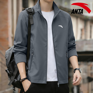 安踏立领外套男软壳冬春季 休闲宽松户外防风夹克保暖运动风衣 新款