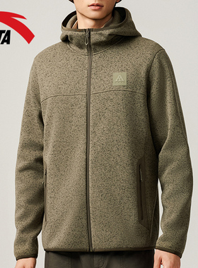 安踏火壳外套男士粗针绒运动2026秋冬新款户外连帽轻量保暖抓绒衣