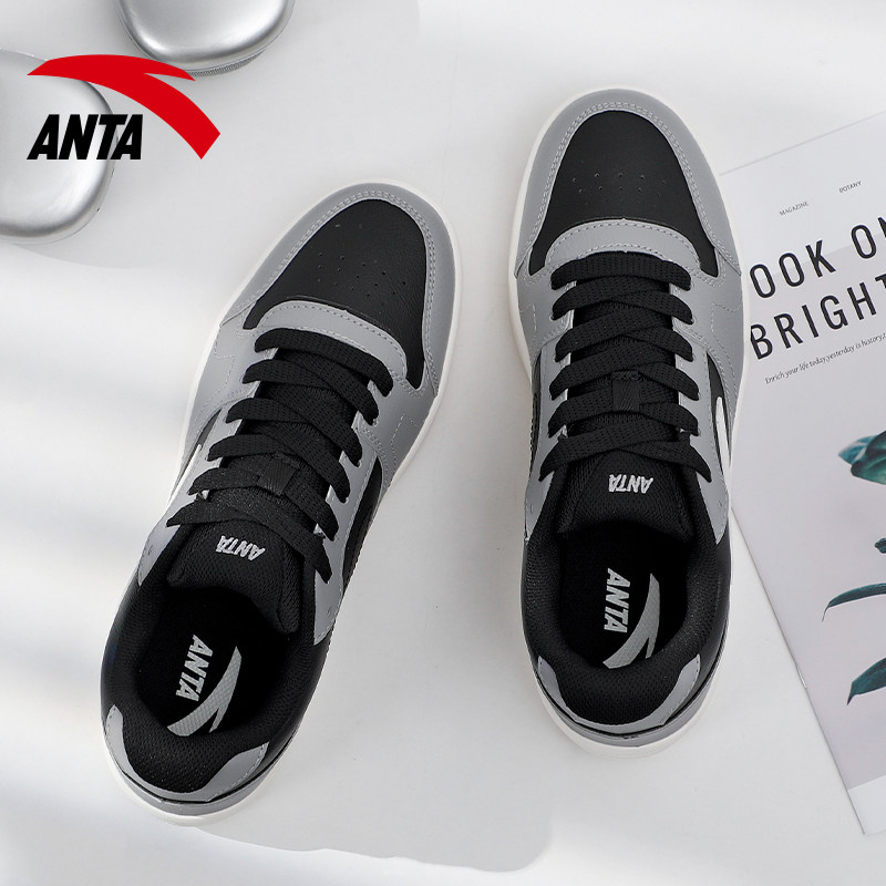 安踏板鞋男鞋低帮秋冬季青少年复古百搭滑板鞋厚底耐磨运动休闲鞋