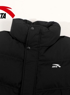 安踏棉服男款2026冬季新款黑色宽松立领防泼水加厚保暖短款面包服