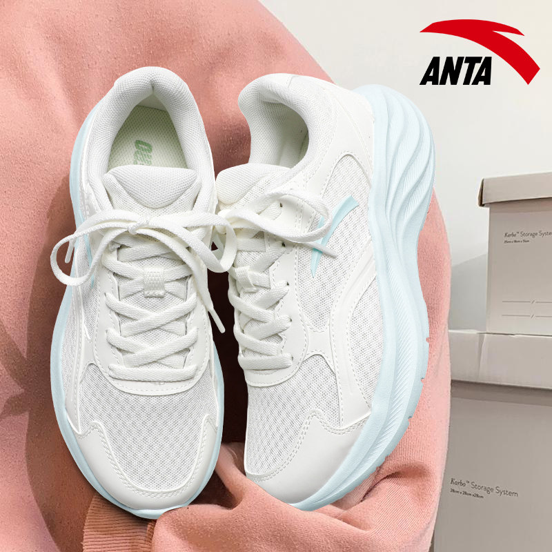 安踏运动鞋女软底轻便跑步鞋蓝色2026春季新款青少年学生透气女鞋