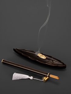 精工乌木实木线香炉礼盒集金蝉香盒香炉檀香燃烧器礼品