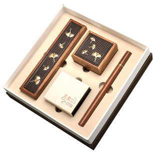 精工银杏刺猬紫檀红木线香炉盘香盒熏香礼盒套组沉檀香炉家用礼品
